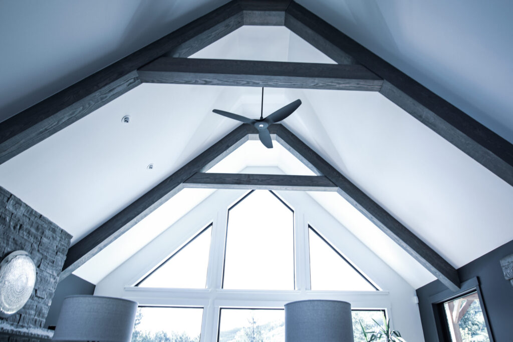 Cathedral style faux beam ceiling