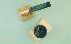 Emtek Conical Green Marble Knob & Select L-Square Green Marble Lever