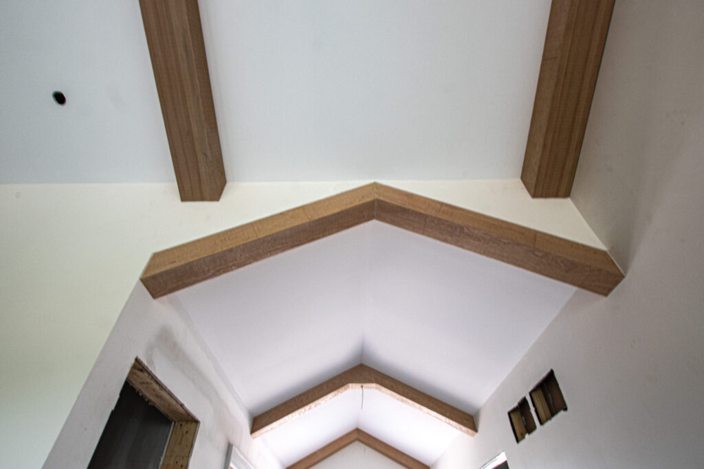 faux beams used for length and width